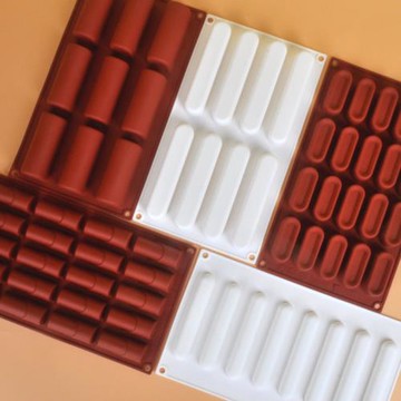 8連橢圓長條形閃電泡芙硅膠慕斯模具 長條法式西點慕斯矽膠模具