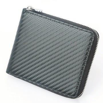 【現貨免運】RFID防盜男用短夾 碳纖維拉鍊錢包 皮夾