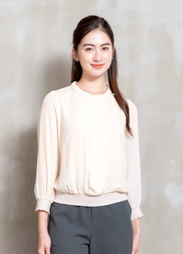 輕柔時刻褶飾雪紡上衣