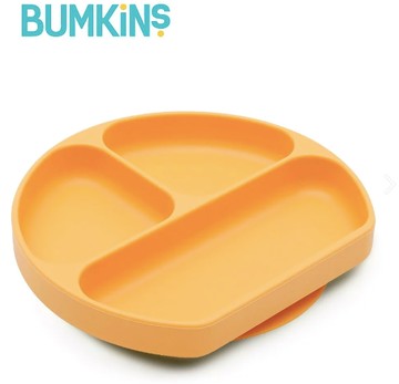 歡樂美味食光【Bumkins】矽膠防滑餐盤 - 香橙黃 寶寶禮 用餐 吃飯 餐盤 自主用餐 可吸住桌面 清洗容易
