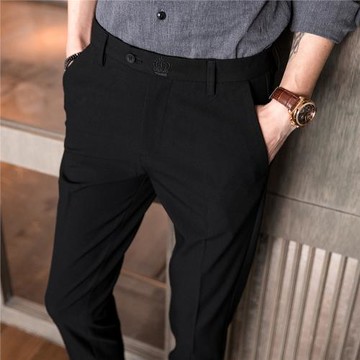 2018四季九分褲韓版修身微彈小直腳男褲個性刺繡休閑褲潮男K686