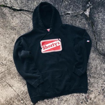 美式紅色logo簡約黑色衛衣長袖春秋套頭衫學生簡約百搭情侶裝滑板