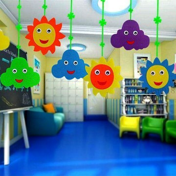 🎀臺灣出貨🎀幼兒園吊飾教室走廊房間天花板裝飾商場店鋪面太陽花雲朵貼牆創意 房間裝飾擺件 教室佈置 生日布置 房間佈置