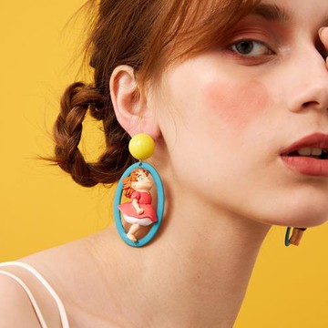 宮崎駿耳飾波妞和宗介耳墜不對稱卡通夸張耳環個性吸睛耳夾無耳洞