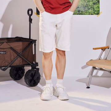 EDWIN 男裝 EDGE 紅線W丹寧短褲-米白色