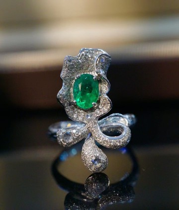 哥倫比亞祖母綠戒指 0.8克拉