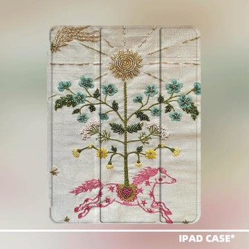 原創小眾藝術中古線條馬適用11代2025款air7ipadpro11寸三折ipad殼防彎亞克力平板殼10.2寸air5mini7帶筆槽