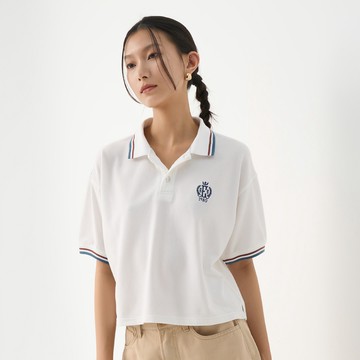 網球少女中版POLO衫(白色)-女