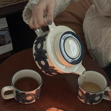 北歐風陶瓷杯子喬遷釉下彩客廳茶杯茶壺輕奢北歐水具套裝水壺水杯