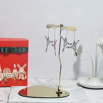 洛陽牡丹 INS多樂斯不銹鋼圓三角託盤旋轉燭臺香薰蠟燭浪漫走馬燈