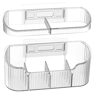 AHOYE 免打孔 1組 透明色 壁掛式雨傘架 多格分區收納  寬59cm以下