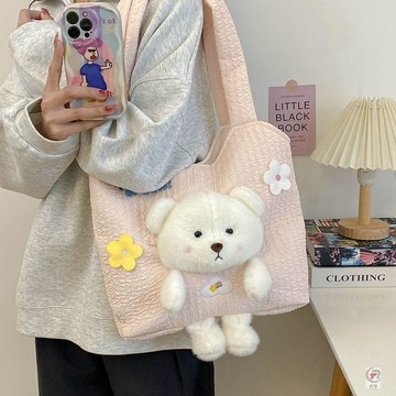 ✨ 卿選好物 ✨新款ins可愛毛絨公仔小熊毛絨玩具單肩手提包秋冬百搭女生禮物萌