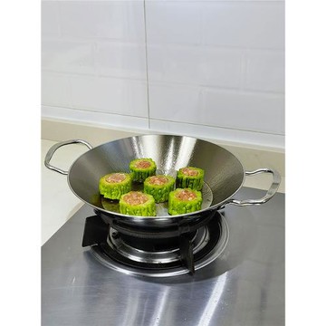 18/10不銹鋼雙耳海鮮鍋煎鍋平底鍋干鍋盤麻辣香鍋盤不粘鍋20/24cm