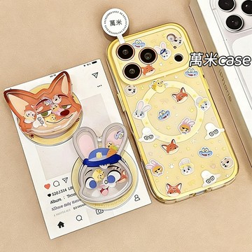 可愛 動物方程式 尼克朱迪 磁吸支架 適用iPhone17 16 15 14 Pro Max 手機殼 全包磨砂二合一硬殼