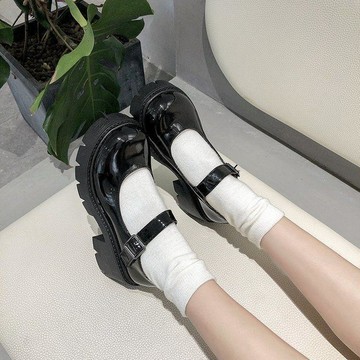 現款免運 小皮鞋 制服鞋 娃娃小皮鞋 日系小皮鞋女英倫復古厚底jk制服百搭學院黑色中跟高跟單鞋Yz
