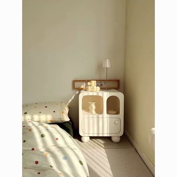 免運/可開票 快速出貨 床頭櫃 邊櫃 法式奶油風床頭櫃簡約儲物櫃臥室小型床邊櫃ins風置物櫃架洞穴櫃