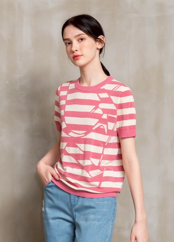 海洋風格條紋圖案針織衫