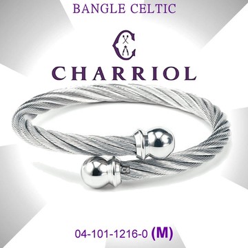 CHARRIOL夏利豪 Bangle Celtic鋼索手環  圓球飾頭銀色鋼索M款 C6(04-101-1216-0)