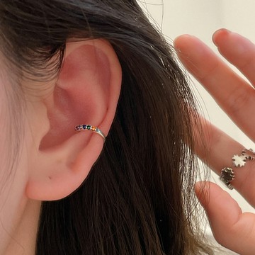 4.10小寶S925純銀彩虹鋯石耳夾女無耳洞高級感小眾耳骨夾輕奢時尚