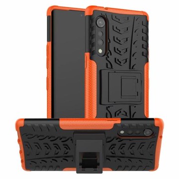 適用LG VELVET  G9炫紋支架K22手機套K51保護殼防摔二合一雙色