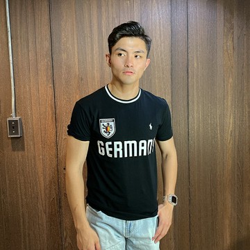 美國百分百【Ralph Lauren】T恤 RL 短袖 短T-shirt Polo 德國 旗幟 黑色  CA70