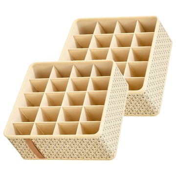 小麥購物 內衣襪分隔收納盒 20格 140g  32 x 32 x 11cm  米色  2個