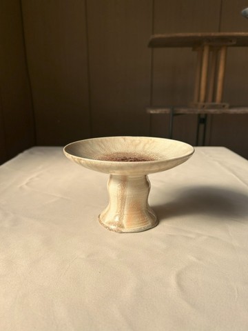 流釉高台皿 淺粉色