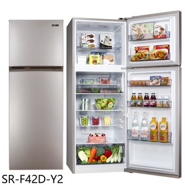 【SAMPO 聲寶】【SR-F42D-Y2】416公升雙門變頻柔彩金冰箱(含標準安裝)(7-11商品卡700元)