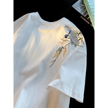 中國風純棉短袖t恤男士夏季2024新款青少年男生國潮印花半袖上衣