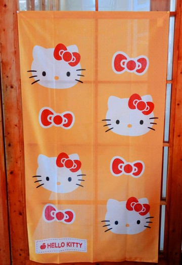 真愛日本 門簾 85x150cm 日本製 長門簾 凱蒂貓kitty 蝴蝶結黃 卡通門簾 廚房臥室宿舍遮擋裝飾