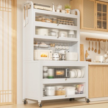 快速出貨 可開發票 廚房置物架落地多層收納柜子家用微波爐櫥柜餐邊多功能儲物柜碗柜