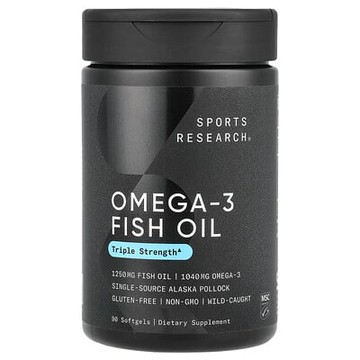 Sports Research, Omega-3 魚油，三倍功效，90 粒軟凝膠
