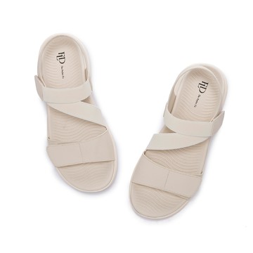 軟實力  運動風彈力織帶厚底涼鞋 米 (253047)