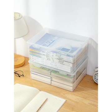 桌面收納盒書本整理箱學生透明收納箱子辦公室書架玩具文具儲物筐
