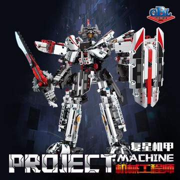 開智新品復星機甲機器人模型益智拼裝積木小顆粒創意2變男孩玩具