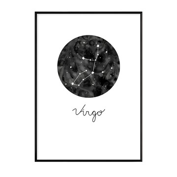 處女座 Virgo 星座掛畫  42 x 59.4cm  黑色