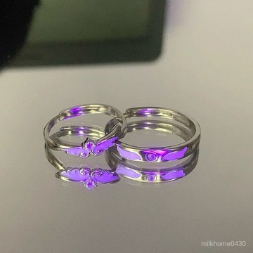 💍限時下殺💍【4204人收藏】925純銀天使之翼情侶對戒髮光戒指ins小衆設計刻字定製禮物送女友