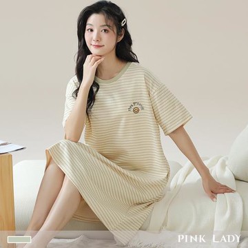 【PINK LADY】棉柔短袖睡裙 美好時光 短袖居家服(女睡衣/圓領/連身睡裙/連衣裙/外出可穿) 11818