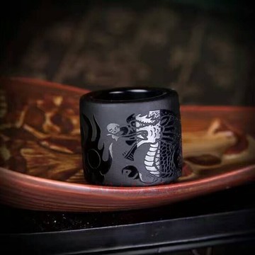 黑曜石貔貅戒指扳指 男士霸氣指環飾品精品禮物 天然水晶飾品