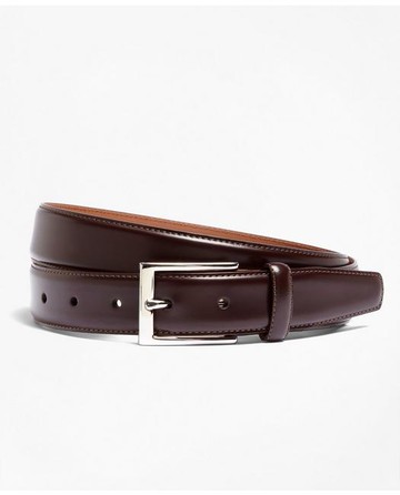 Brooks Brothers Men's Silver Buckle Leather Dress Belt | Burgundy | Size 38