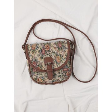 森系百搭文藝馬鞍包民族風復古小包包夏季小清新帆布袋女單肩斜挎