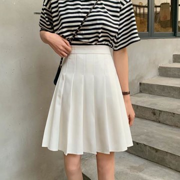 胖MM白色百褶裙女夏中長款高腰顯瘦A字裙bm小眾學院風半身裙中裙