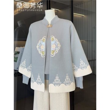 國風中老年婆婆針織衫女套裝2025新款媽媽秋裝休閑奶奶毛衣兩件套