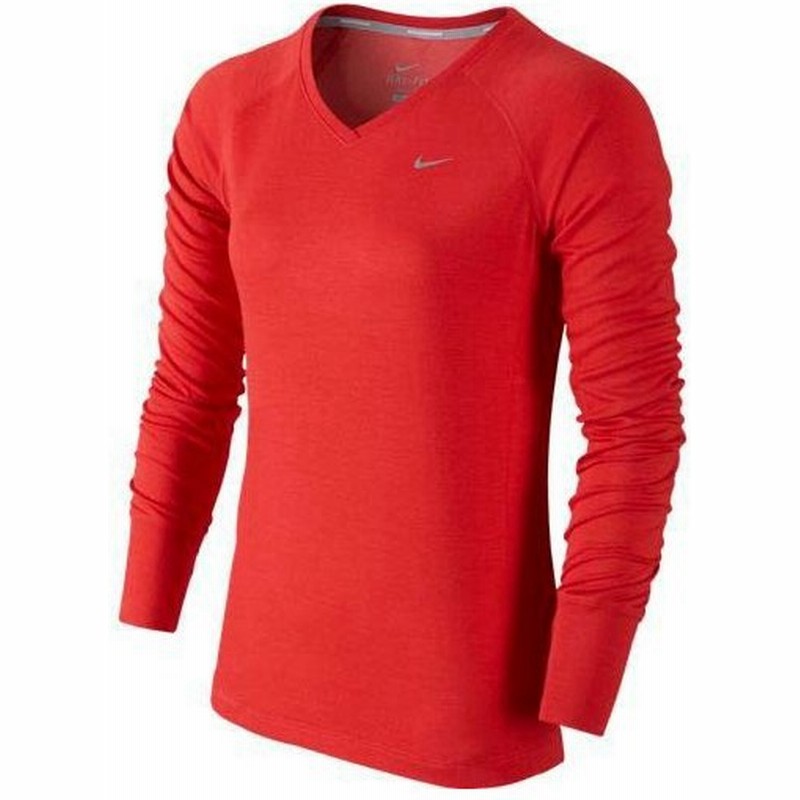 Nike ナイキ ランニング レディース長袖tシャツ Dri Fit ウールvネック L S トップ 660 レディース Red 通販 Lineポイント最大0 5 Get Lineショッピング
