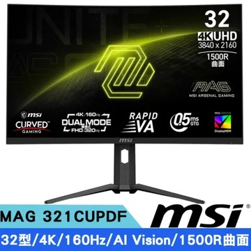 MSI微星 MAG 321CUPDF 32型 VA 4K 160Hz 1500R曲面電競螢幕
