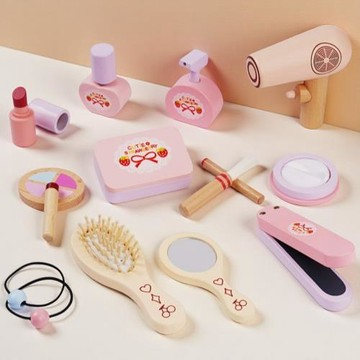 木制兒童仿真梳妝臺化妝包玩具過家家女孩公主生日禮物套裝