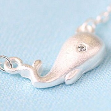 現貨+預購 925純銀項鍊 鑲鑽吊墜-小鯨魚造型可愛迷人流行母親節生日情人節禮物女配件73y91【獨家進口】【米蘭精品】