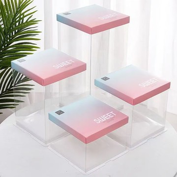 開立發票 免運 快速出貨 透明蛋糕盒子漸變6寸8寸10寸生日蛋糕盒子單雙層加高生日禮盒【pyy3206】