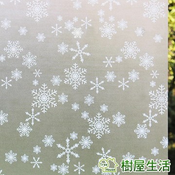 【樹屋生活】雪花 靜電玻璃貼 90X200CM 防曬抗熱 無膠設計 磨砂玻璃貼 可重覆使用 壁紙