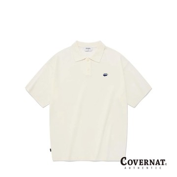 [COVERNAT]  鯨魚LOGO翻領針織短袖T恤（象牙色） [G8]